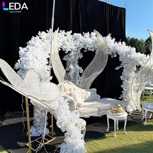 Fondo Metálico Blanco LEDA para Eventos y Fiestas al Aire Libre, Fondo de Hierro Compuesto con Forma de Algas Marinas con LED para Bodas - Product Image 4