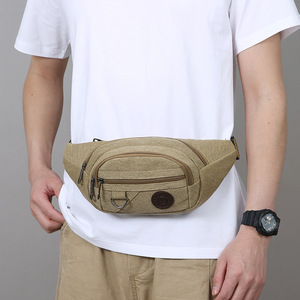 Canvas Waist Bag For Men Brown Khaki Army Green Black Simple Casual Outdoor Chest Crossbody Shoulder Bag Breathable Wear - Product Image 3
