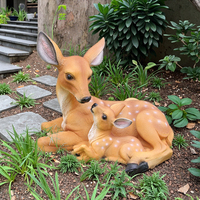 Sculpture de cerf Sika mère et enfant en résine artificielle de 14,7 pouces, taille réelle, peinte à la main, écologique, imperméable, couleur personnalisable, pour jardin