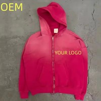 Sudadera Personalizada de Felpa Francesa Gruesa 100% Algodón, Corte Regular, Estilo Vintage, Lavado Ácido, Efecto Desgastado, Bordada, para Hombre