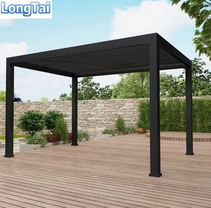 Pérgola de jardín de aluminio automática LongTai con diseños de estacionamiento de automóviles 3x4 Materiales de techo baratos Bases de madera tratadas a presión natural - Product Image 1