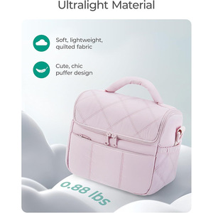 Pour <span class=keywords><strong>Amazon</strong></span> nouveau <span class=keywords><strong>sac</strong></span> à lunch isolé pour femmes mignon matelassé léger moelleux imperméable déjeuner fourre-tout Polyester avec fermeture à glissière - Product Image 5