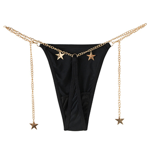 Tanga de Seda para Mujer, Estilo Punk, con Logotipo Personalizado, Venta al por Mayor, Ajustable, con Cadena de Estrellas - Product Image 2