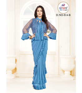 Saris ethniques prêts-à-porter de qualité supérieure, designs élégants, protection solaire, séchage rapide, toutes saisons, stock pour commandes en gros - Product Image 1