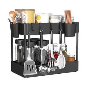 OEM <span class=keywords><strong>Kitchen</strong></span> 2 Tier Spice Rack Organizer 5 Haken Organisieren Arbeits platte Halter Pantry Regale Küche Lager regal - Product Image 1