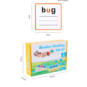 Đầu Giáo Dục Trẻ Em Bằng Gỗ Từ Khối Đầy Màu Sắc Tiếng Anh Từ Học Tập Chính Tả Thực Tập Đồ Chơi 2 Bên Thẻ Trò Chơi Với Bút - Product Image 5