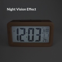 Huuang jam Digital, Monitor kelembaban suhu tampilan besar 1902 untuk kamar tidur kantor dekorasi lampu malam