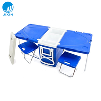 Glacière multifonctionnelle 28L en plastique pour extérieur avec roues et chaises intégrées pour pique-nique