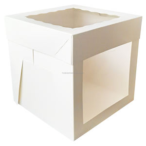 Groothandel Hoge Kwaliteit Op Maat Witte Hoge Taartdoos Ivoor Karton Gecoate Matte Afwerking UV Venster Matte Laminatie voor Voedselverzending - Product Image 4