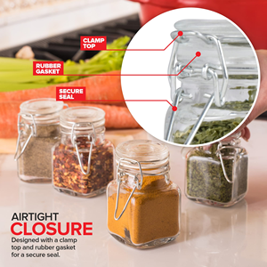 Direct Factory Sale <b>Small</b> Square Glass Storage <b>Jar</b> with Plastic Snap Lid for Seasoning Salt Candy MSG Dispensing on the Go - Product Image 4