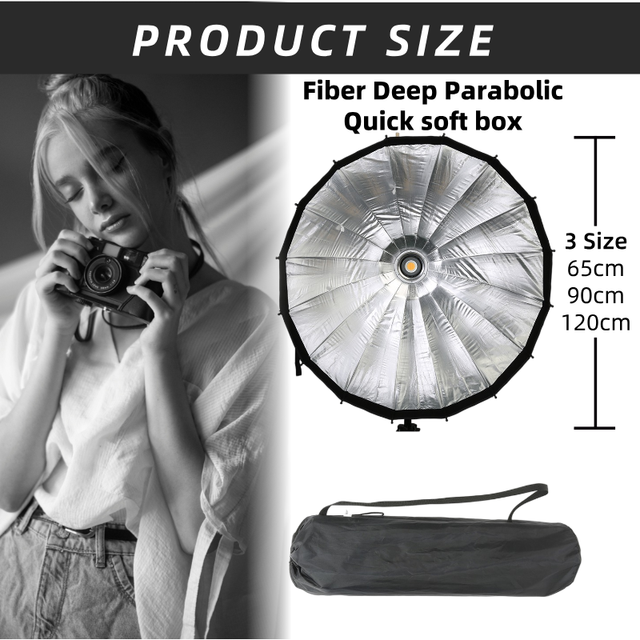 VISICO Professional 65cm Plastic Nylon Octagon Soft Box Bowens Mount LED Flash Diffuser Deep Parabolic Grid for Studio