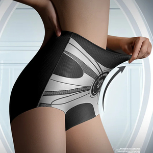 Culotte Femme <span class=keywords><strong>Taille</strong></span> <span class=keywords><strong>Haute</strong></span> Sans Couture Soie Glacée, Culotte Gainante Forte, Remonte-Fesses, <span class=keywords><strong>Cycliste</strong></span> Amincissant - Product Image 4