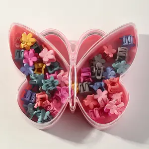 Jepit rambut cakar kupu-kupu 3d anak-anak kecil Tiongkok, jepit rambut bunga grosir 40 buah/kotak untuk bayi perempuan