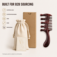 Peigne de massage du cuir chevelu en bois double face en bois de rose, bois de santal doré et corne de rhinocéros, pour soins capillaires, vente en gros, fournisseur OEM ODM, usine