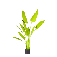 Fábrica de Guangdong, venta al por mayor, plantas de Palma de bonsái artificiales coloridas verdes decorativas para interiores, árbol de plátano de viajero falso con maceta