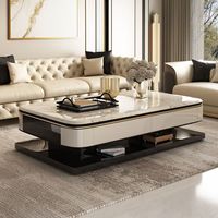 Nouvelle table basse rectangulaire moderne avec rangement, table basse haut de gamme pour salon, plateau en verre trempé et acrylique