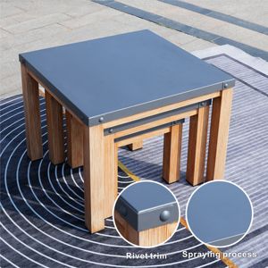 Juego de tres mesas cuadradas de aluminio para comedor, patio, hospital, almacén, muebles de exterior, serie DB, uso interior y exterior - Product Image 4