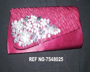 Lowellcraft Hand Embroidery Satin Evening <b>Clutch</b> Purse for <b>Wedding</b> - Product Image 2