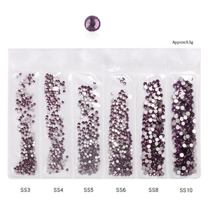 ZHI JIA Luxurious 3D 6 Sizes Mixed Flatback Nail Rhinestones AB Aurora Clear Topaz Gold <strong>Ruby</strong> Sapphire Purple Glass Diamonds - Product Image 5