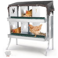 Support à deux niveaux JH-Mech, base en tissu imperméable, toit en tissu, pieds de soutien surélevés, plateaux à œufs en métal galvanisé, boîte à œufs pour 30 poules