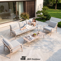 Ensemble de canapés modulaires d'extérieur pliables en aluminium J&M T814 avec coussins - Design moderne et luxueux pour entrepôts et salles à manger