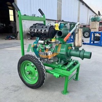 Ensemble de pompe à eau diesel à débit élevé sur chariot pour l'agriculture et l'irrigation des fermes avec pistolet à eau