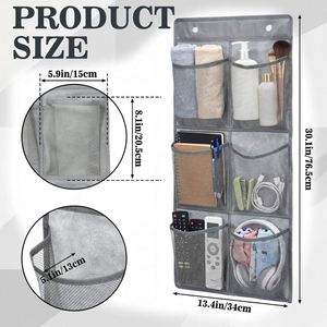 Organisateur de chaussures suspendu robuste à 2 crochets et 6 grandes poches en maille, pour porte de placard et rangement domestique - Product Image 6