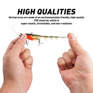 Señuelo de camarón multiseción al por mayor, 9.5cm/11g, de plástico blando hundible con cabeza de jig para pesca de lubina y lucio en agua salada - Product Image 3