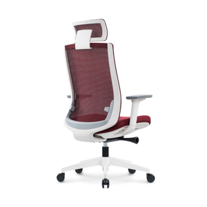 <span class=keywords><strong>Silla</strong></span> de Oficina en Malla Color Vino Tinto <span class=keywords><strong>con</strong></span> Marco Blanco, Apoyabrazos 4D Estéticos 123 °   <span class=keywords><strong>Silla</strong></span> Ergonómica Giratoria Reclinable para Estudio y Trabajo - Product Image 4