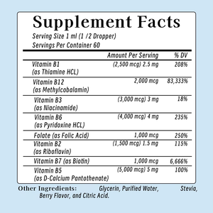 Gotas veganas OEM/ODM, pelo saludable, piel y uñas, complejo de vitamina B, gotas líquidas, suplemento dietético de 60ml - Product Image 2
