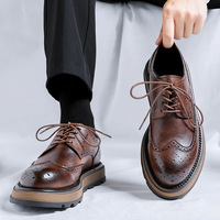 IStapromo Geschenke Herren Echtleder Oxfords Runde Spitze Schnürschuhe Gepolsterte Gummisohle EVA-Zwischensohle Für Alle Jahreszeiten
