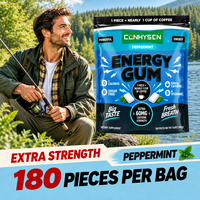 Chewing-gum énergétique très demandé : Niacine et Vitamine B6, goût frais intense et une grande dose de folate, saveur menthe poivrée