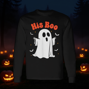 Camiseta de manga larga His Boo Ghost para Halloween, diseño a juego para parejas - Product Image 3