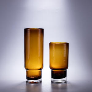 Vintage glass <b>vase</b> amber soot straight bottle model room living room flowers plant hydroponic <b>vase</b> <b>decoration</b> - Product Image 4