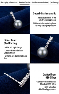 Sofisticados aretes colgantes modernos y clásicos, sin níquel, hipoalergénicos, de plata de ley, con tallos forrados con circonitas redondas brillantes. - Product Image 3