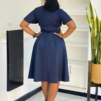Robes de Carrière Tendance pour Femmes avec Manches Courtes à Volants, Taille Haute, Ceinture Africaine et Col V pour le Bureau