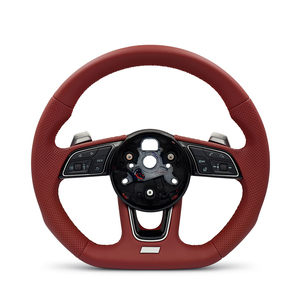Volant en cuir rouge <span class=keywords><strong>Bordeaux</strong></span> personnalisé pour Audi A3 8V A4 A5 A6 A7 B7 B8 B8.5 S3 S4 S5 S6 B9 C7 RS3 RS5 RS6 Q5 Q7 TTRS - Product Image 1