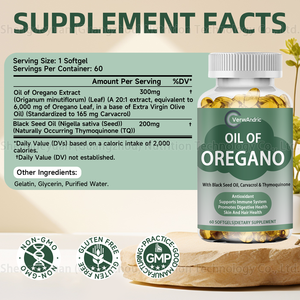 OEM Softgels Capsules Huile d'<span class=keywords><strong>Origan</strong></span> et Suppléments d'Huile <span class=keywords><strong>de</strong></span> Graine Noire <span class=keywords><strong>pour</strong></span> Adulte Soutien Immunitaire <span class=keywords><strong>Santé</strong></span> Digestive Avantages Antioxydants - Product Image 2