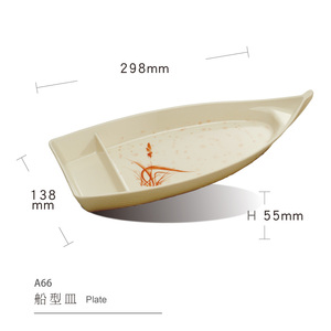 Assiette de service incassable durable Snack Sushi Sashimi Ventes heureuses <span class=keywords><strong>Bateau</strong></span> en plastique mélamine rouge et noir écologique - Product Image 5