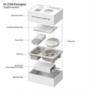 Moniteur audio sans fil pour bébé avec projecteur d'étoiles, affichage de la température et de l'humidité de la pièce, communication bidirectionnelle, interphone longue portée 1000 pieds - Product Image 4