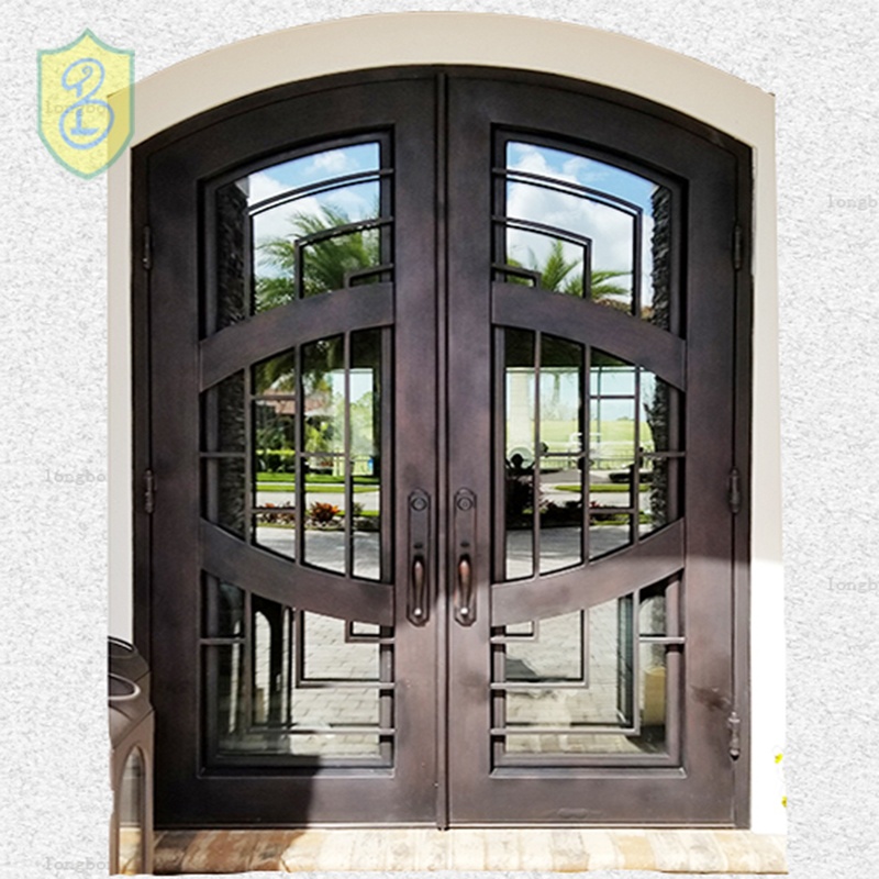 Entry Doors with Tempered Glass Window Accept Custom Front Entry Main Wrought Iron Swing Graphic Design Steel Model door