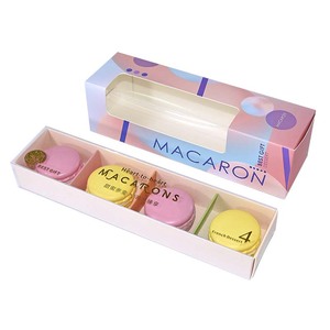 Wholesale pink luxury paper packaging custom Macaron boxes with clear sleeve