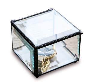 Luxury Square Glass Jewelry <b>Box</b> with Black Metal <b>Frame</b> Transparent Watch Display Storage Customizable Size/Color/Logo - Product Image 1