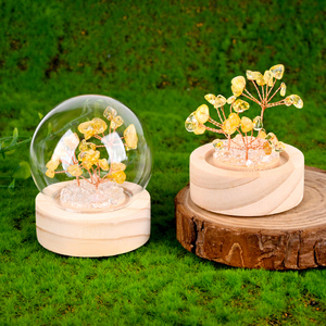Wholesale Natural Amethyst Round Wooden Base Crystal Money <b>Tree</b> Eco-Friendly Polished Clock for Table Decoration - Product Image 4