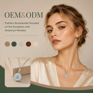 สร้อยคอจี้ทรงกลมประดับเพชรคิวบิกเซอร์โคเนียชุบเงินแบบขายส่ง OEM ODM สำหรับผู้หญิง - Product Image 1