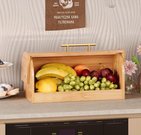 Boîte à pain gaine de place avec couvercle, conteneur de rangement pour pain en bambou avec porte en acrylique, boîte à pain à couvercle roulant pour comptoir de cuisine