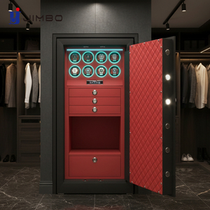 Luxury Biometric Floor Safe 8 <b>Watch</b> Winders Red <b>Leather</b> Interior 3 Drawers Security for Villa WT-1200 8 INDEPENDENT SILENT <b>WATCH</b> - Product Image 4