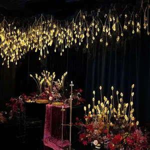 Star spring Dual use gold leaves LED plug light or ceiling hanging lamp weddings party event decorations