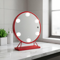 Smart Single-Sided Round Metal Glass Desktop Magnifying Makeup Mirror 3-Color Dimmable LED Lights USB Rechargeable Personalized