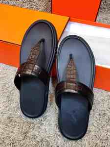 Sandales de plage de luxe pour hommes, en cuir gaufré crocodile, légères, pour l'été et l'extérieur, de haute qualité, style Rome - Product Image 4